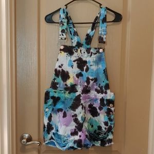 Tie dye overall shorts forever 21